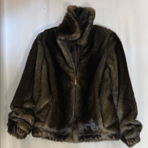 Women’s-Ellen Tracy Dark Brown Faux fur Jacket